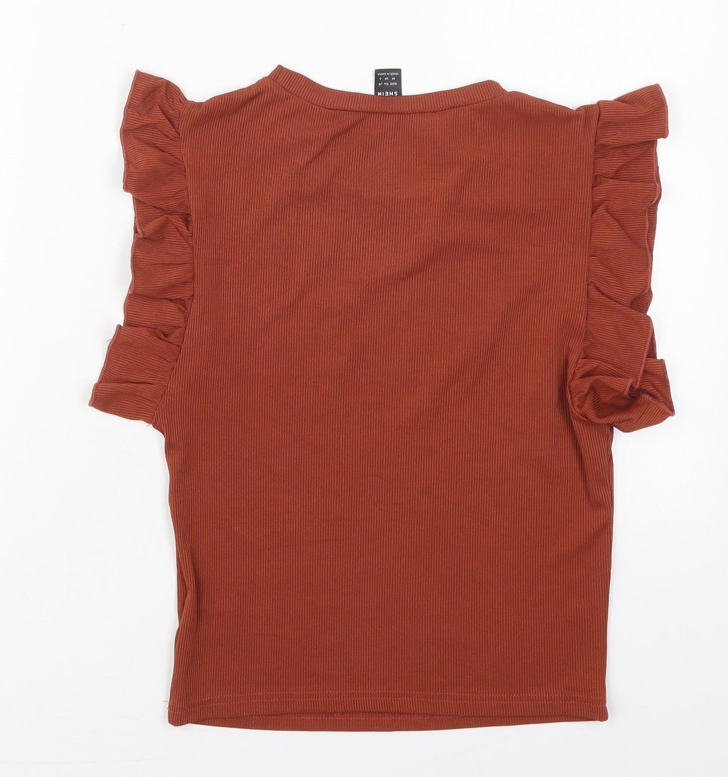 SheIn Womens Brown  Polyester Basic T-Shirt Size M Round Neck