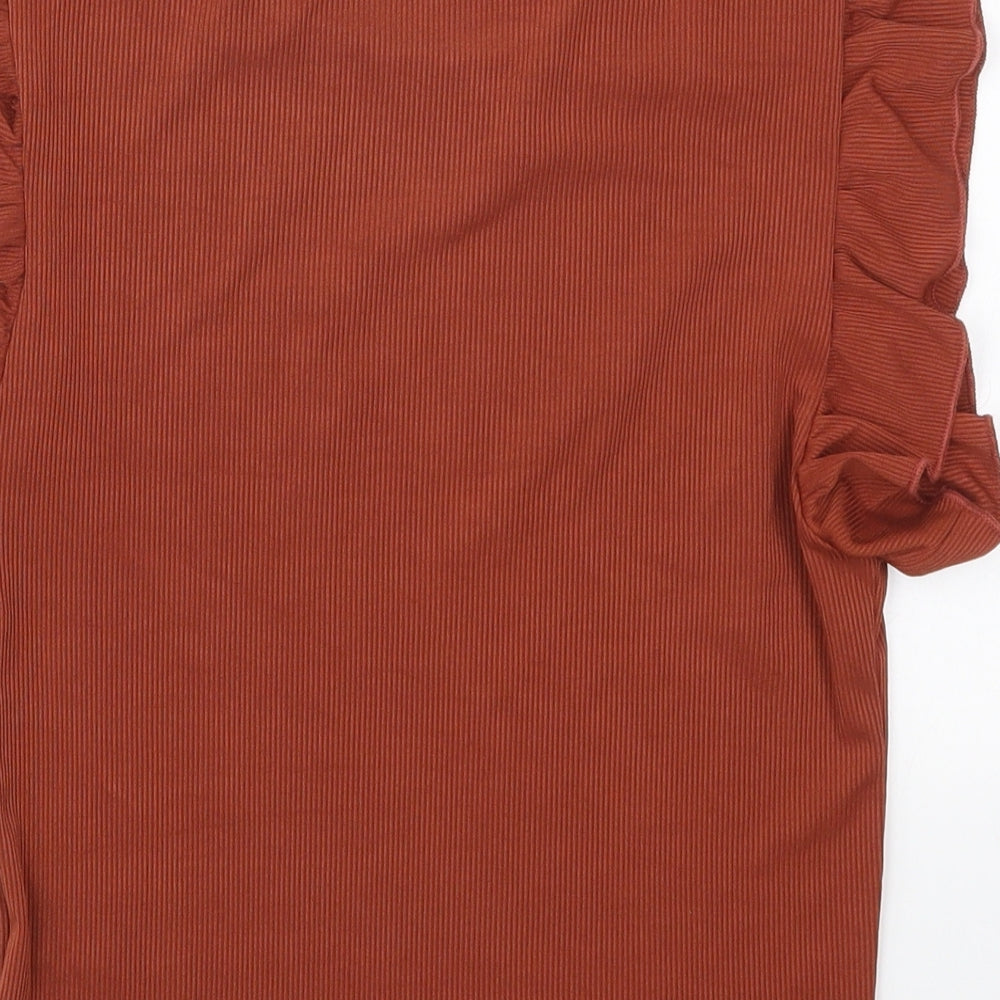 SheIn Womens Brown  Polyester Basic T-Shirt Size M Round Neck