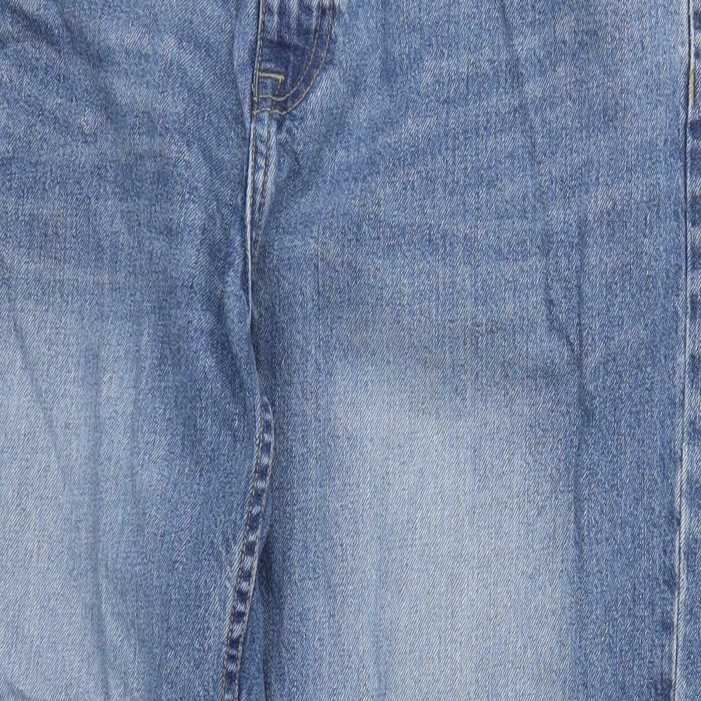 F&F Mens Blue  Cotton Wide-Leg Jeans Size 36 L30 in Regular Button