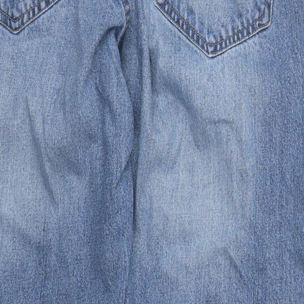 F&F Mens Blue  Cotton Wide-Leg Jeans Size 36 L30 in Regular Button