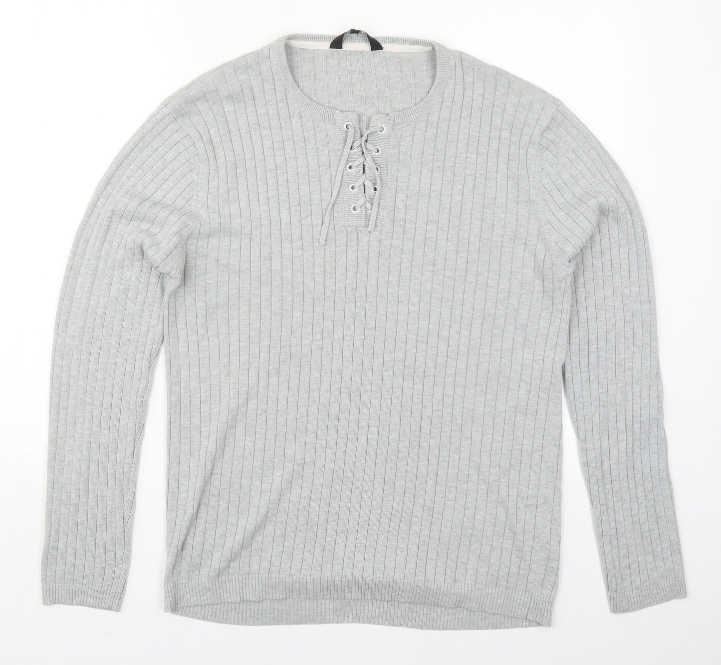 Urban Spirit Mens Grey Crew Neck  Cotton Pullover Jumper Size L