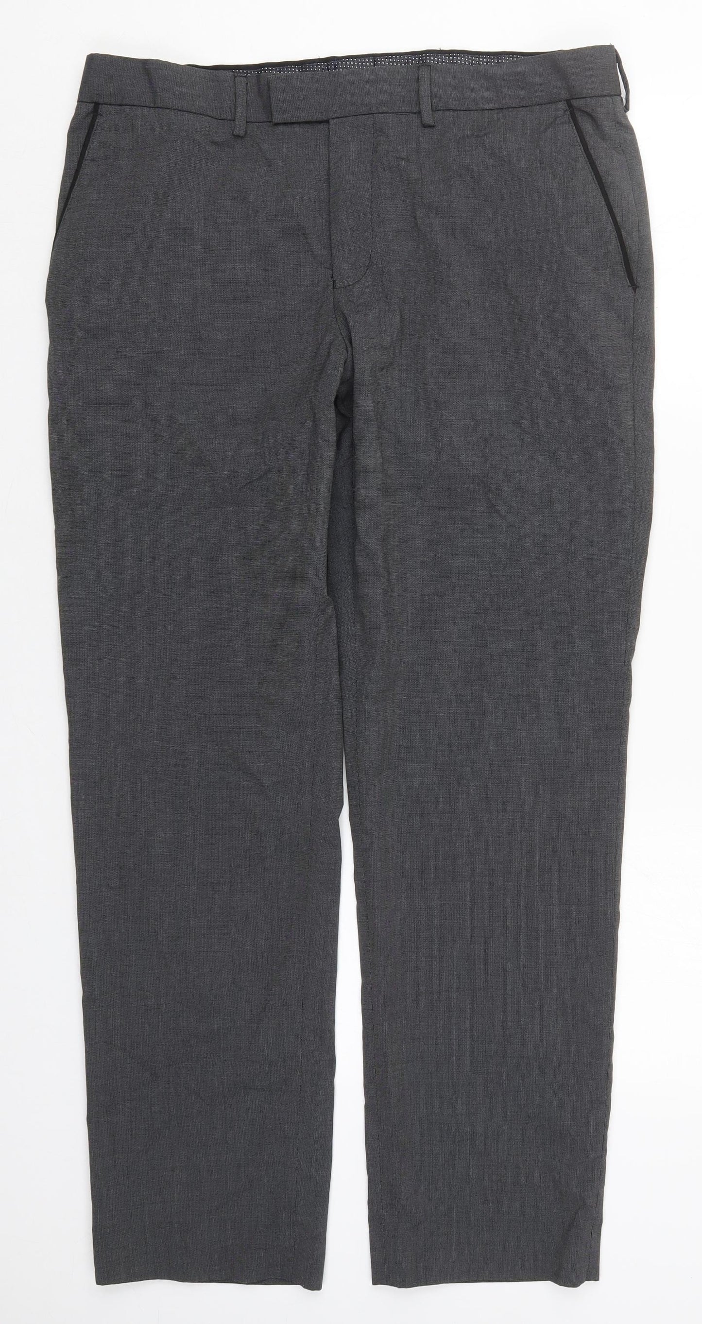 F&F Mens Grey  Polyester Trousers  Size 36 L31 in Regular Button