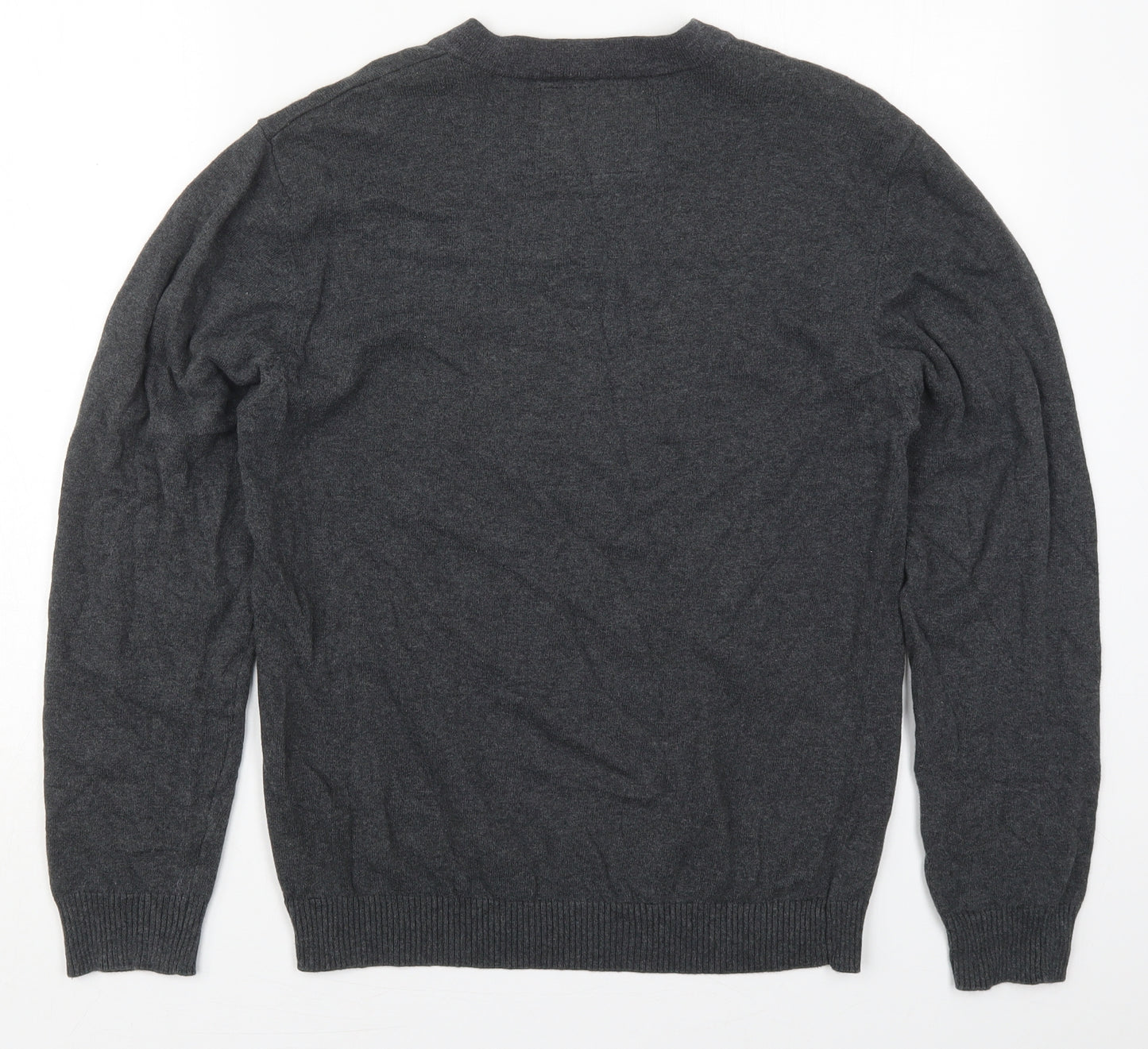 Urban Spirit Mens Grey V-Neck  Cotton Pullover Jumper Size M