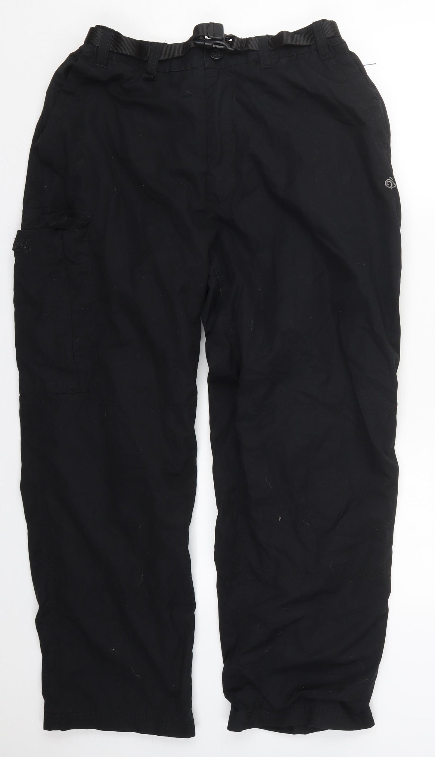 Craghoppers Mens Black  Polyester Cargo Trousers Size 32 L28 in Regular Button