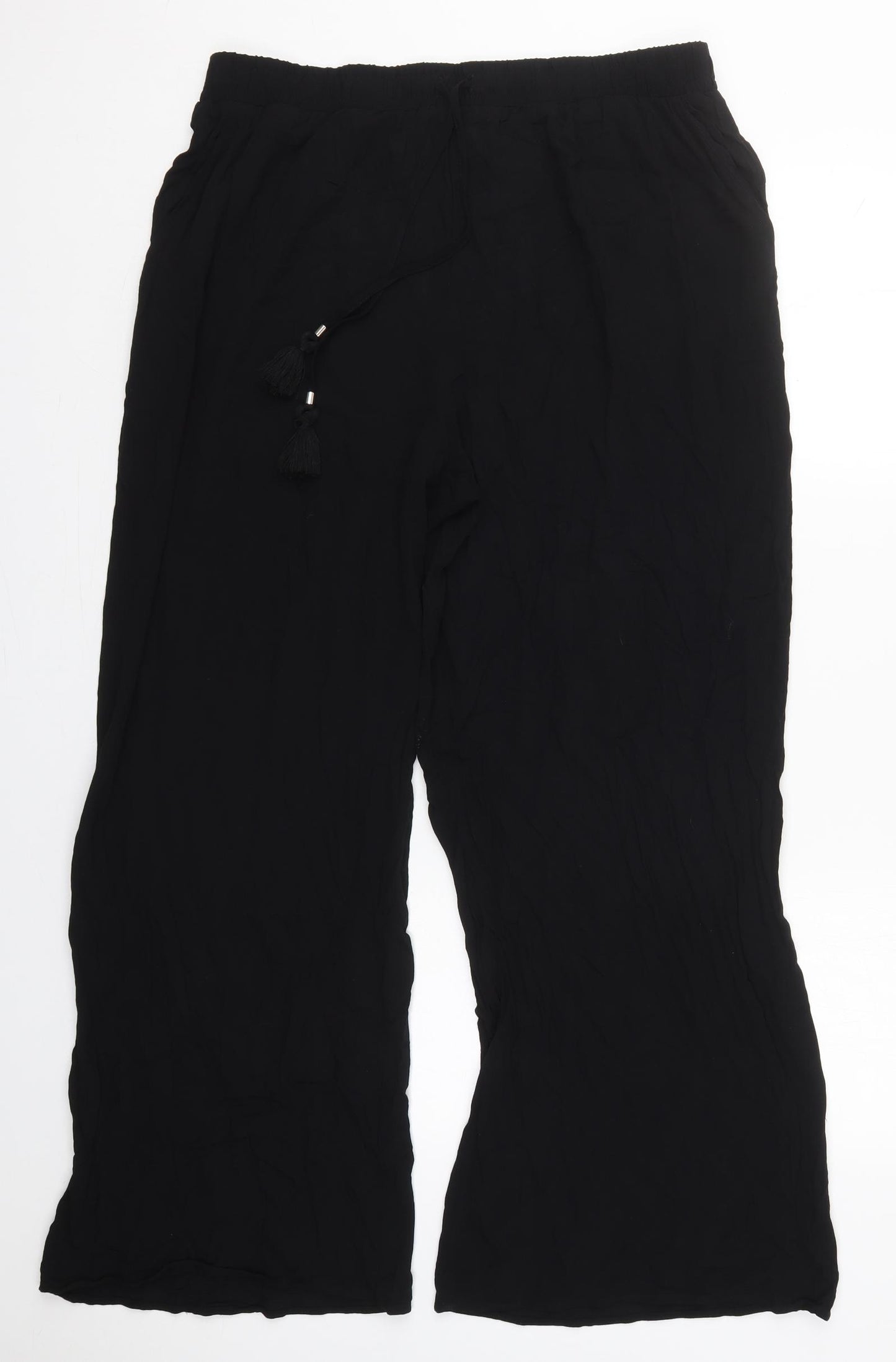F&F Womens Black  Viscose Trousers  Size 18 L29 in Regular Drawstring