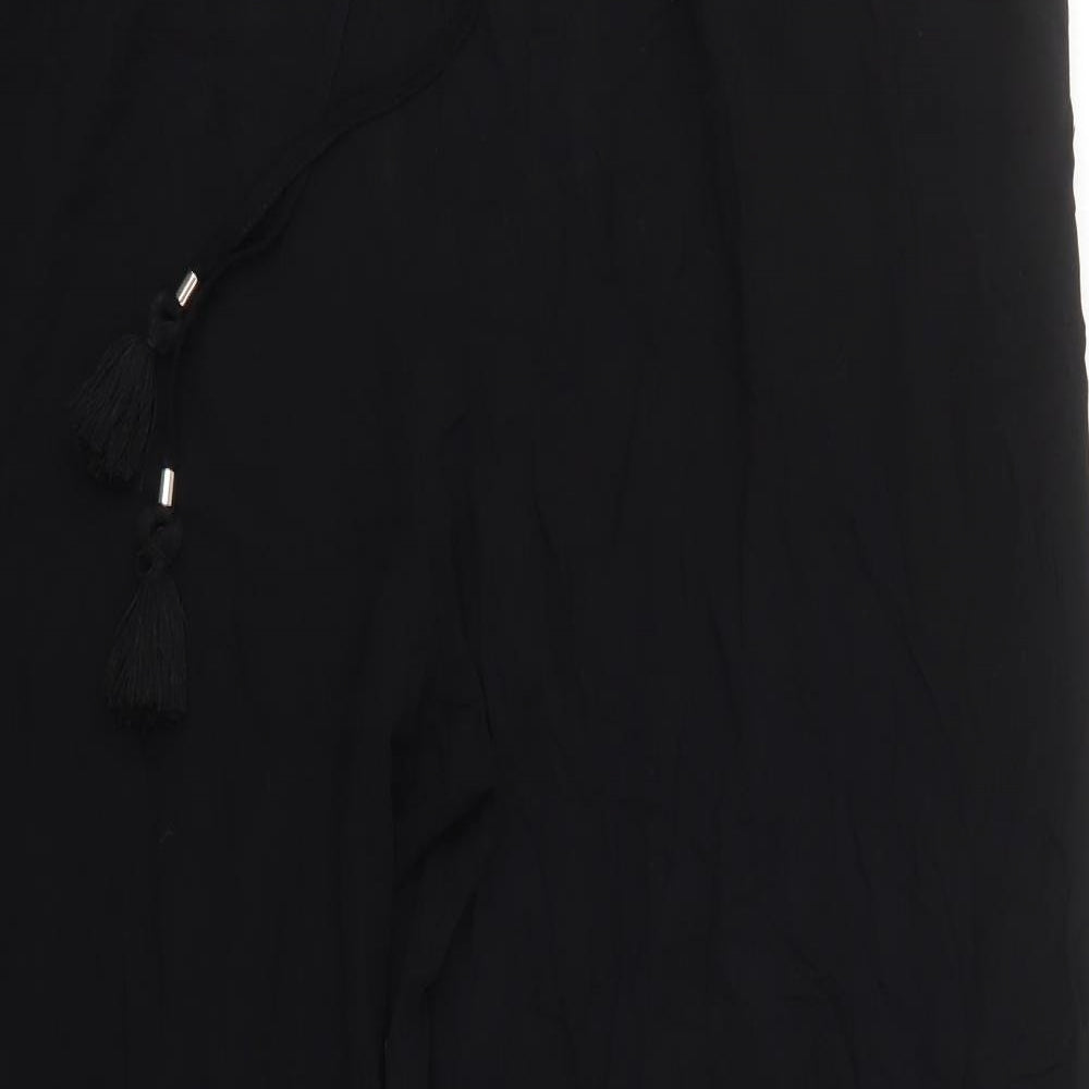 F&F Womens Black  Viscose Trousers  Size 18 L29 in Regular Drawstring
