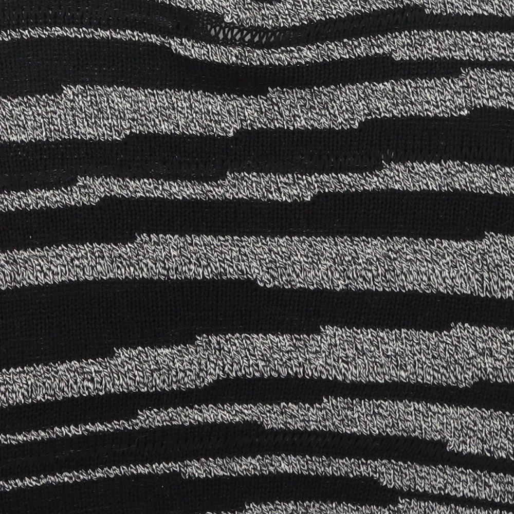 Dorothy Perkins Womens Grey Round Neck Striped Cotton Pullover Jumper Size 12