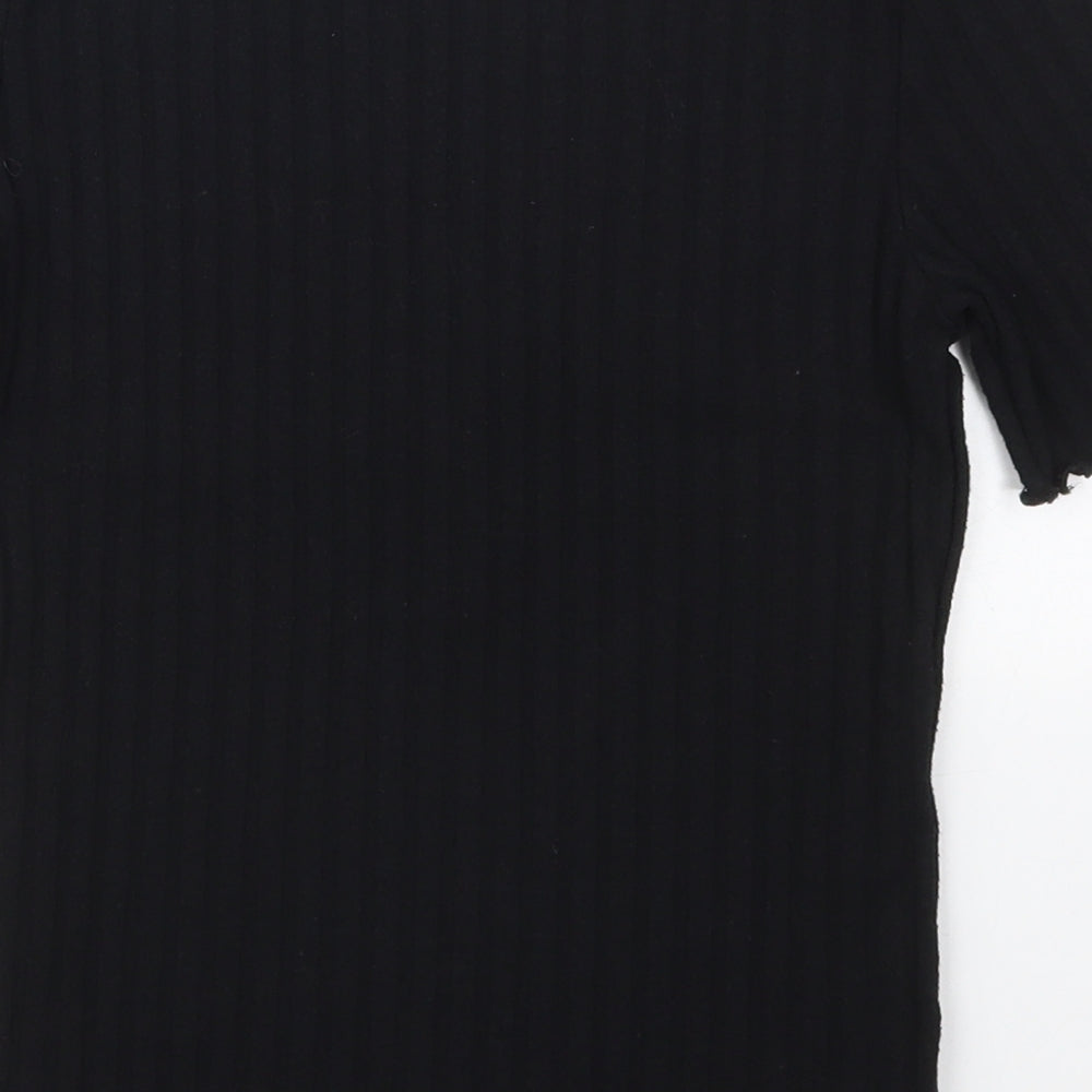 Preworn Womens Black  Cotton Basic T-Shirt Size S V-Neck