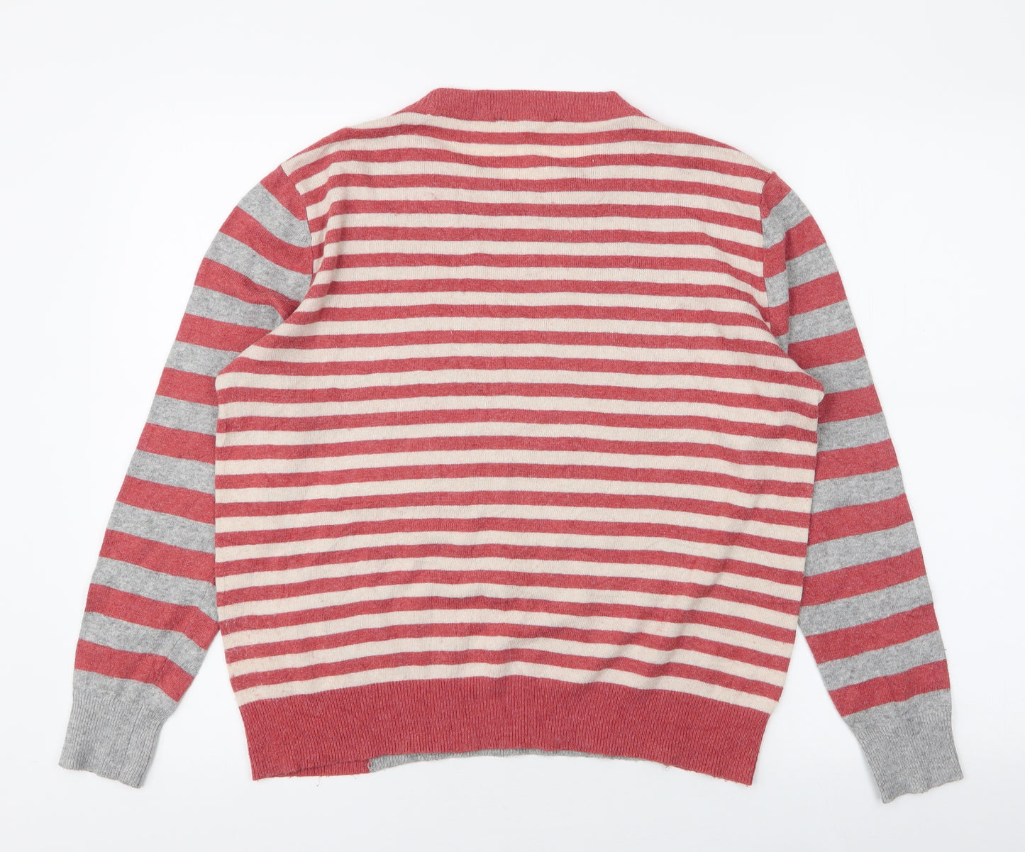 NEXT Womens Orange Round Neck Striped Polyester Pullover Jumper Size 12