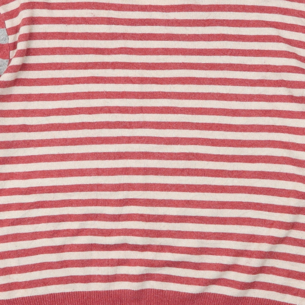 NEXT Womens Orange Round Neck Striped Polyester Pullover Jumper Size 12