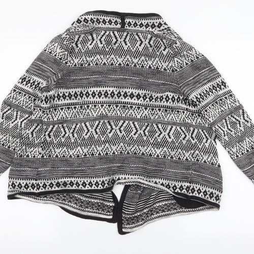 Marks and Spencer Womens Black Collared Geometric Cotton Cardigan Jumper Size 8   - Waterfall