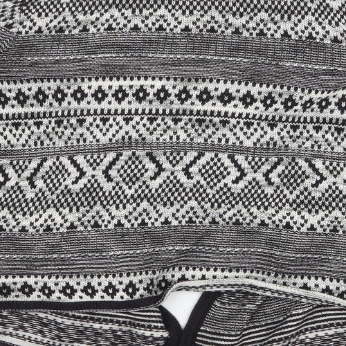 Marks and Spencer Womens Black Collared Geometric Cotton Cardigan Jumper Size 8   - Waterfall