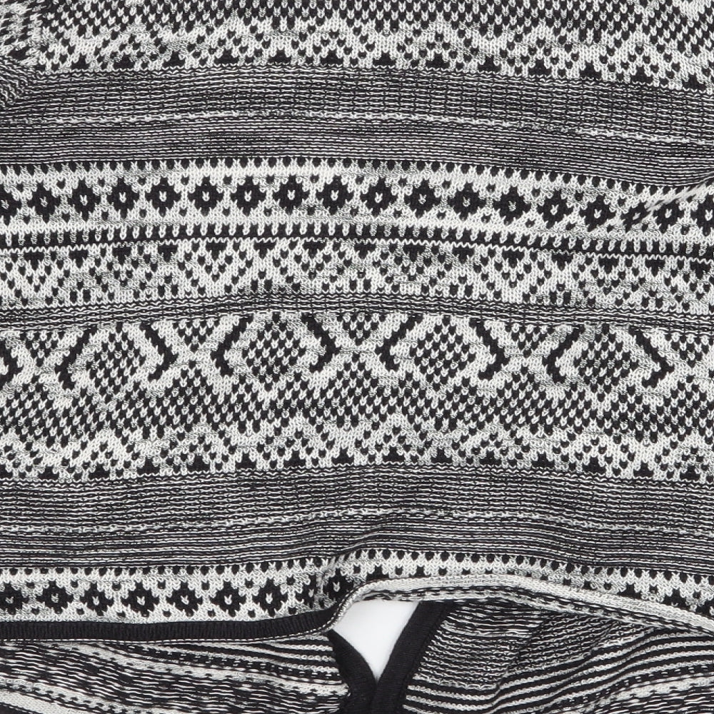 Marks and Spencer Womens Black Collared Geometric Cotton Cardigan Jumper Size 8   - Waterfall