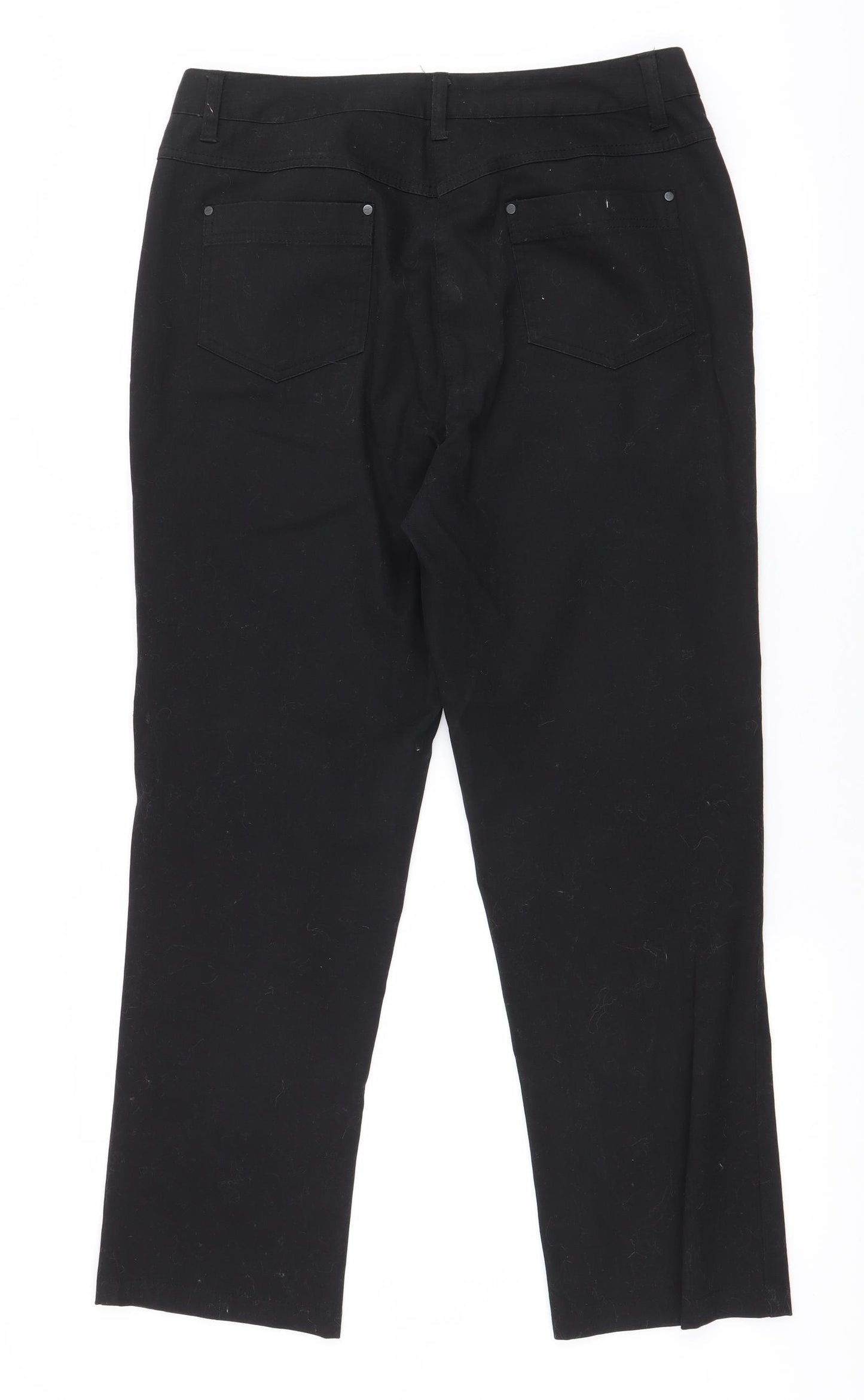 DASH Womens Black  Cotton Capri Jeans Size 14 L28 in Regular Zip
