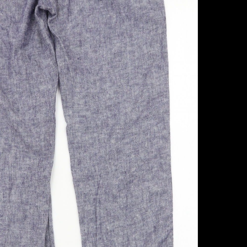 M & Co Womens Blue  Linen Trousers  Size 14 L29 in Regular Drawstring