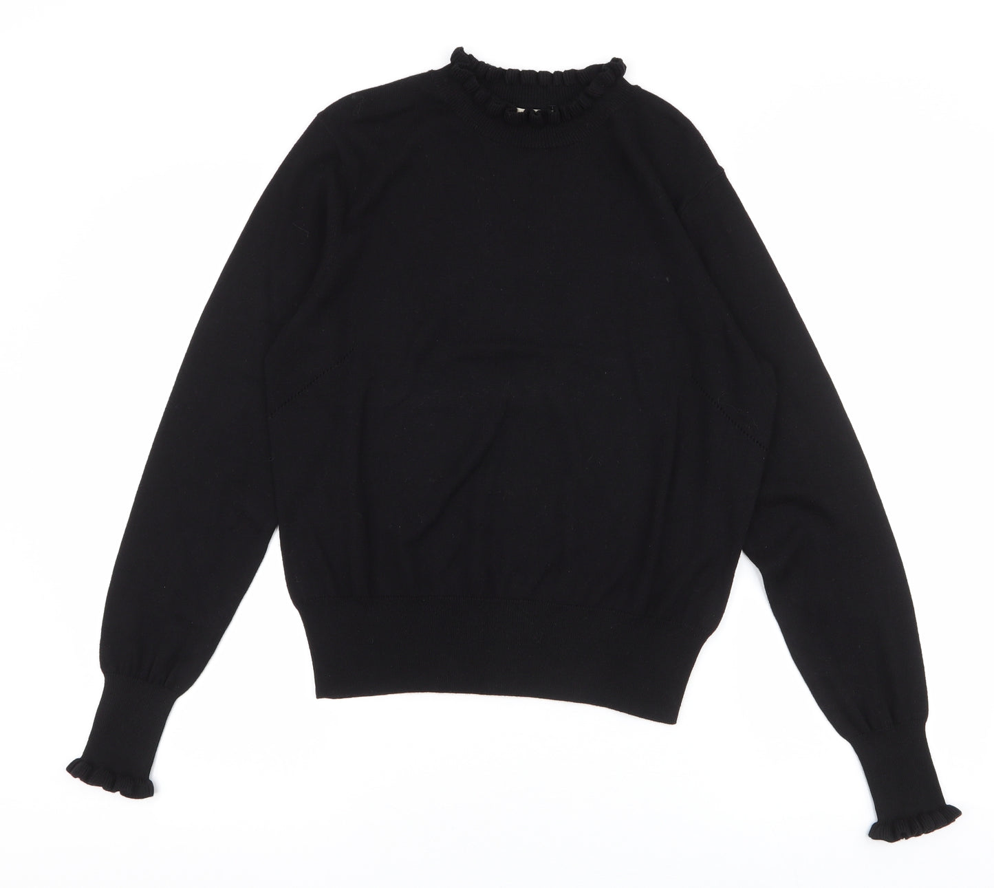 Oasis Womens Black High Neck  Cotton Pullover Jumper Size L