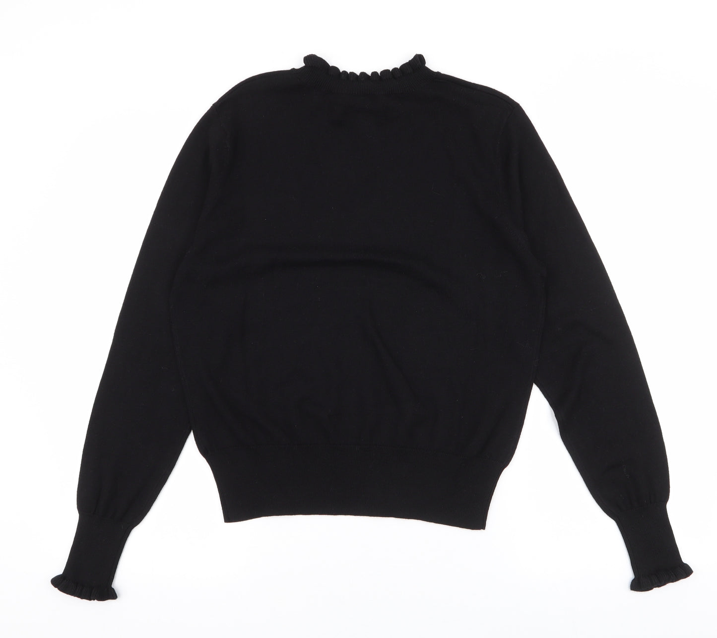 Oasis Womens Black High Neck  Cotton Pullover Jumper Size L