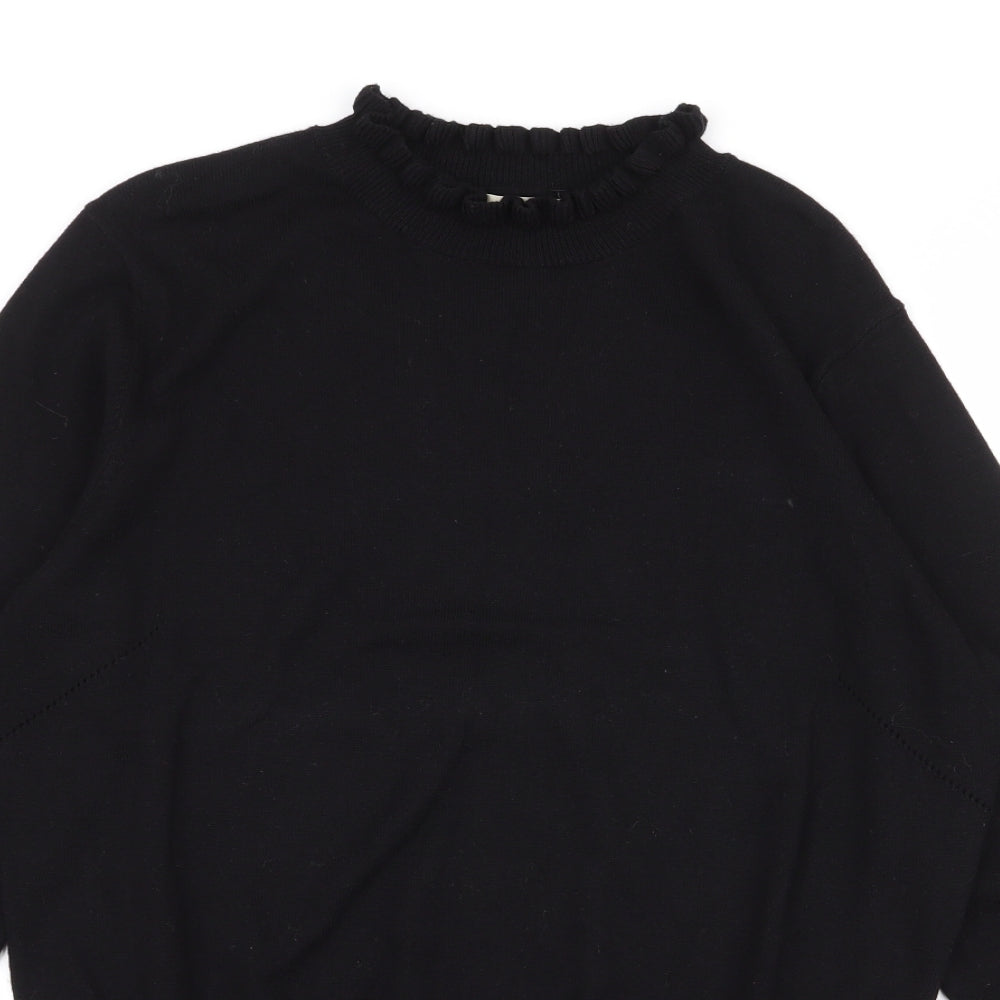 Oasis Womens Black High Neck  Cotton Pullover Jumper Size L