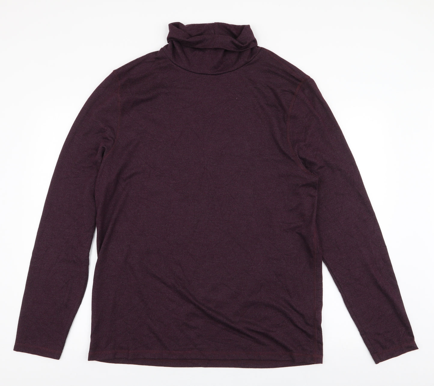 River Island Mens Purple  Polyester  T-Shirt Size XL Roll Neck