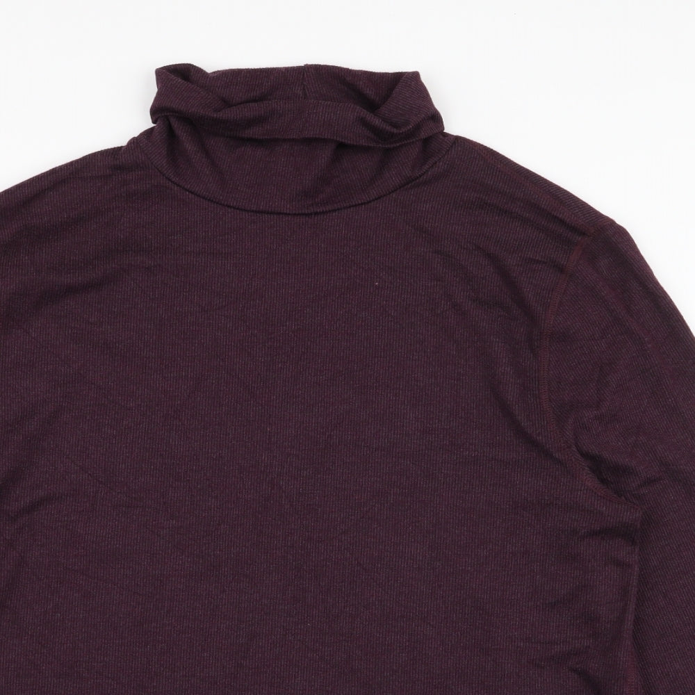River Island Mens Purple  Polyester  T-Shirt Size XL Roll Neck