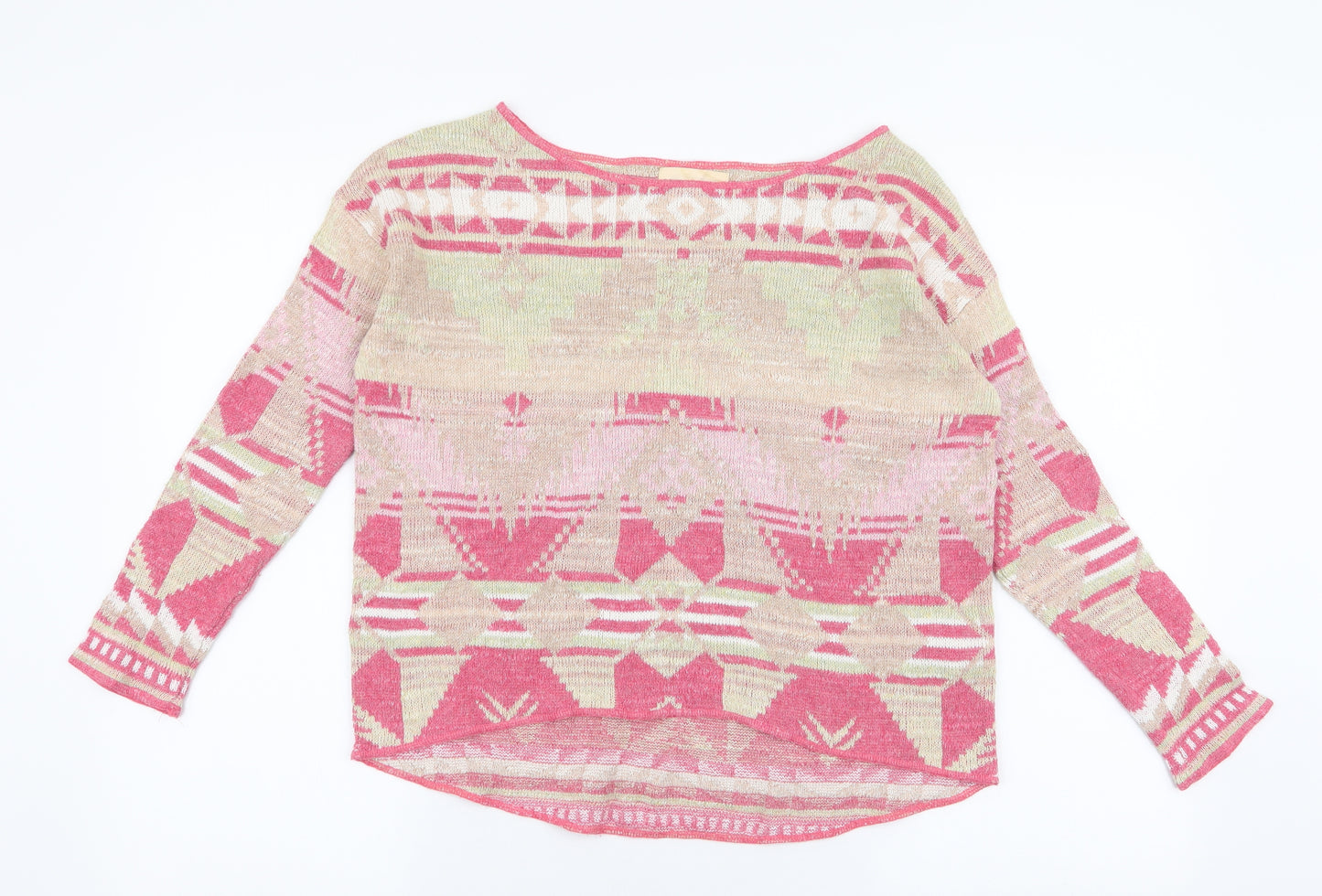 Ralph Lauren Womens Multicoloured Round Neck Geometric 100% Cotton Pullover Jumper Size S