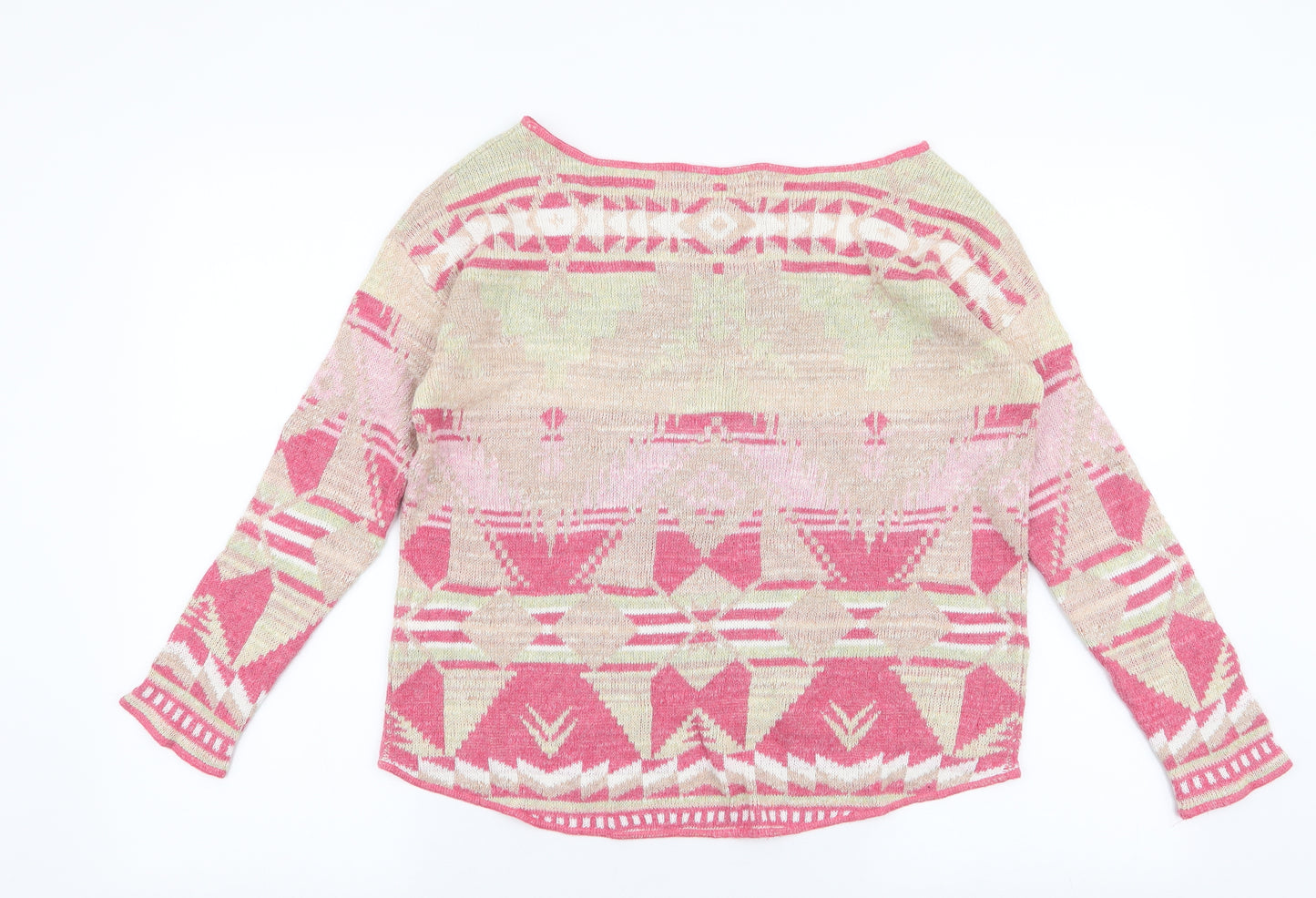 Ralph Lauren Womens Multicoloured Round Neck Geometric 100% Cotton Pullover Jumper Size S