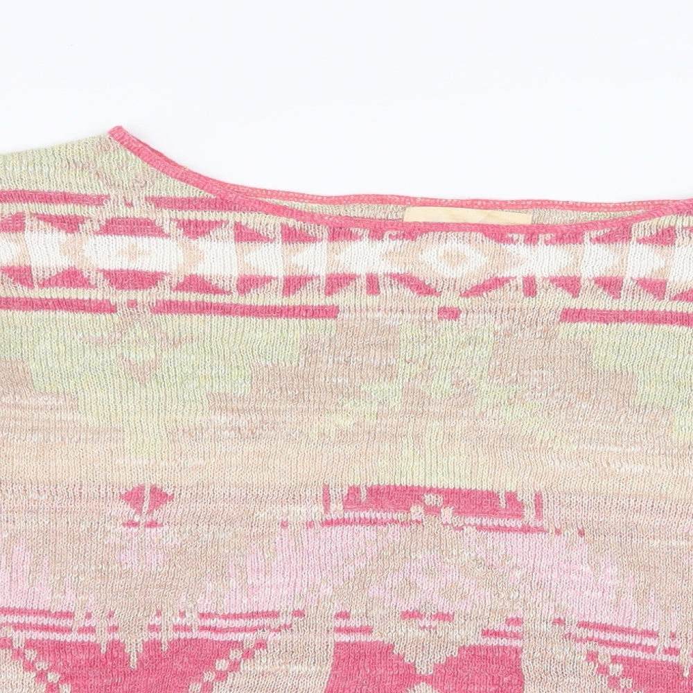 Ralph Lauren Womens Multicoloured Round Neck Geometric 100% Cotton Pullover Jumper Size S