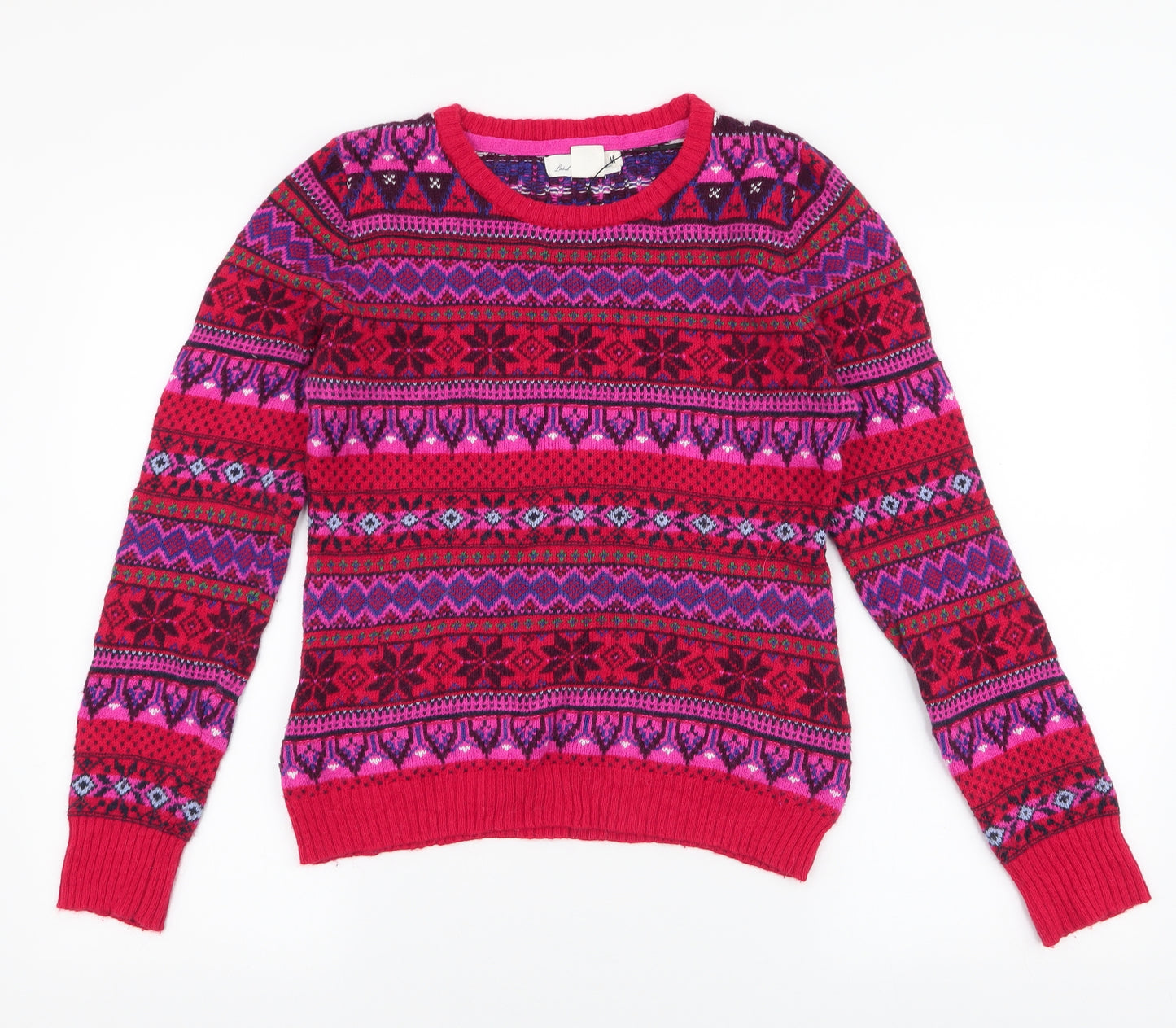 LOGG Womens Multicoloured Round Neck Fair Isle Cotton Pullover Jumper Size S
