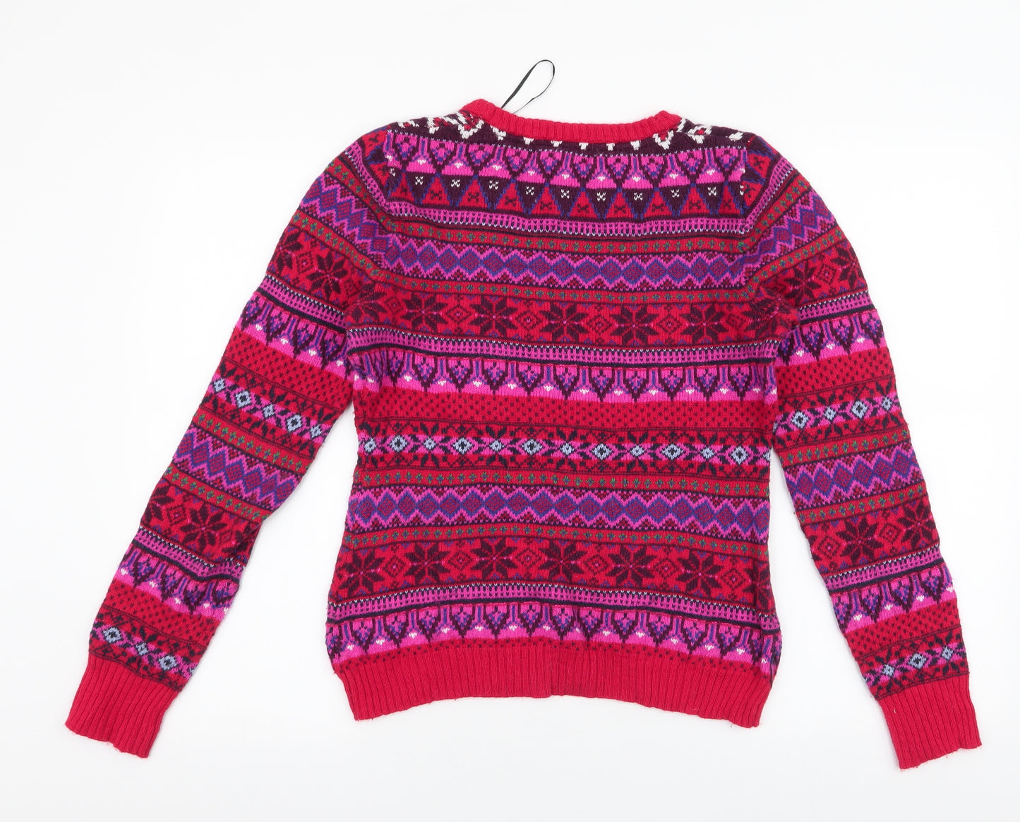 LOGG Womens Multicoloured Round Neck Fair Isle Cotton Pullover Jumper Size S