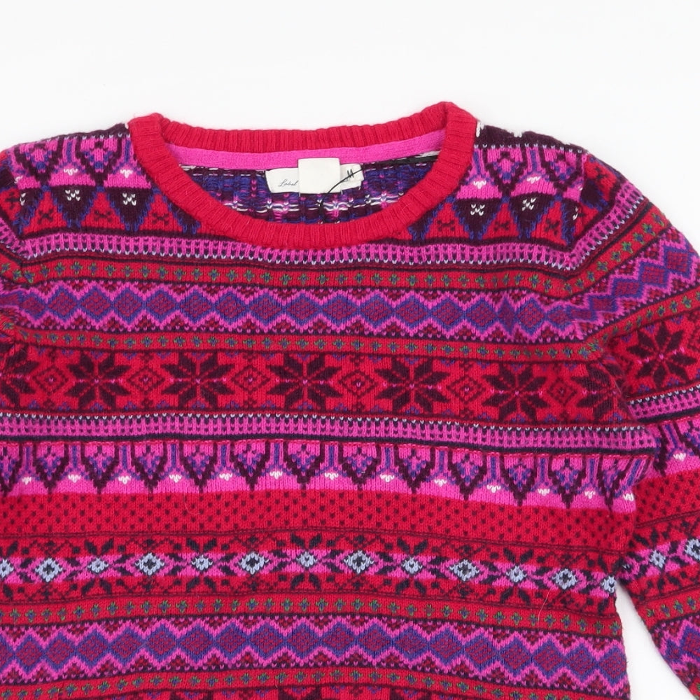 LOGG Womens Multicoloured Round Neck Fair Isle Cotton Pullover Jumper Size S