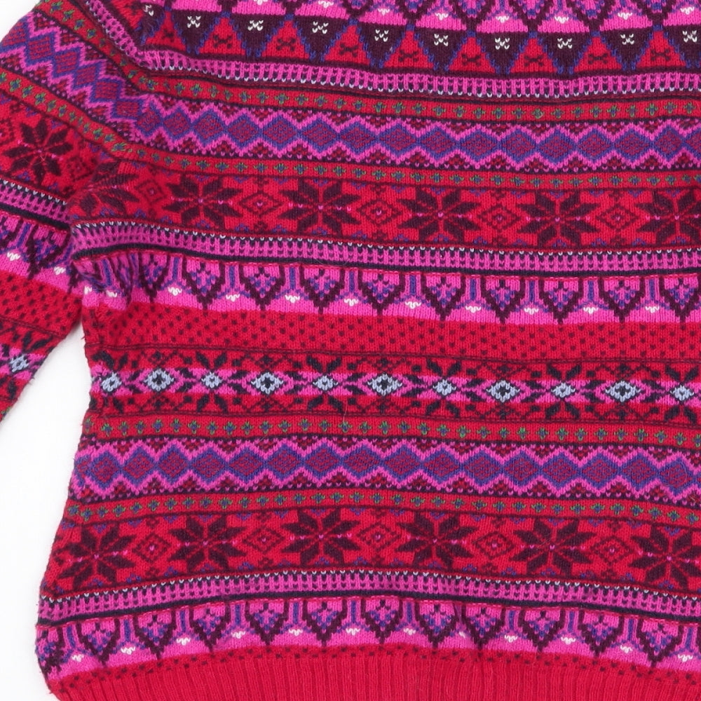 LOGG Womens Multicoloured Round Neck Fair Isle Cotton Pullover Jumper Size S