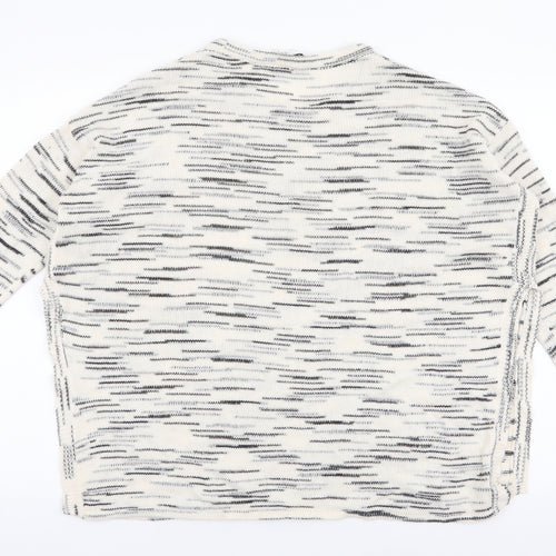 H&M Womens Ivory Round Neck Striped Acrylic Pullover Jumper Size M