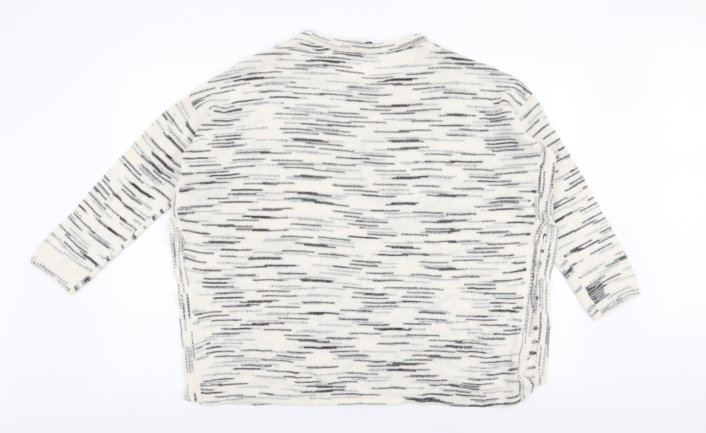 H&M Womens Ivory Round Neck Striped Acrylic Pullover Jumper Size M