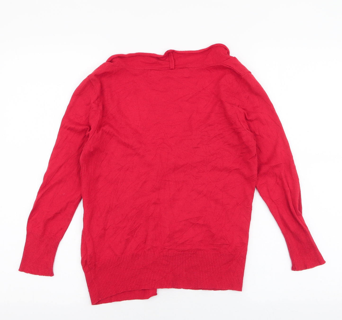 Zara Womens Red High Neck  Cotton Cardigan Jumper Size M