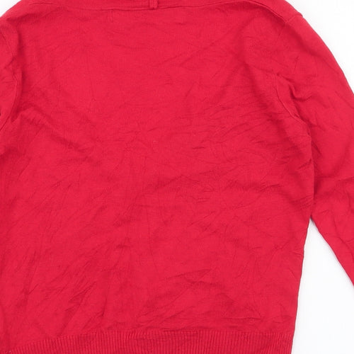 Zara Womens Red High Neck  Cotton Cardigan Jumper Size M