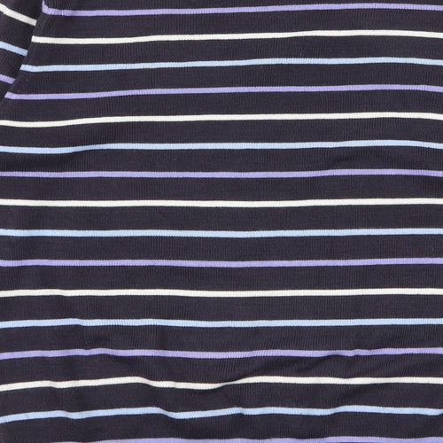 Berkertex Womens Blue Round Neck Striped Acrylic Pullover Jumper Size 10