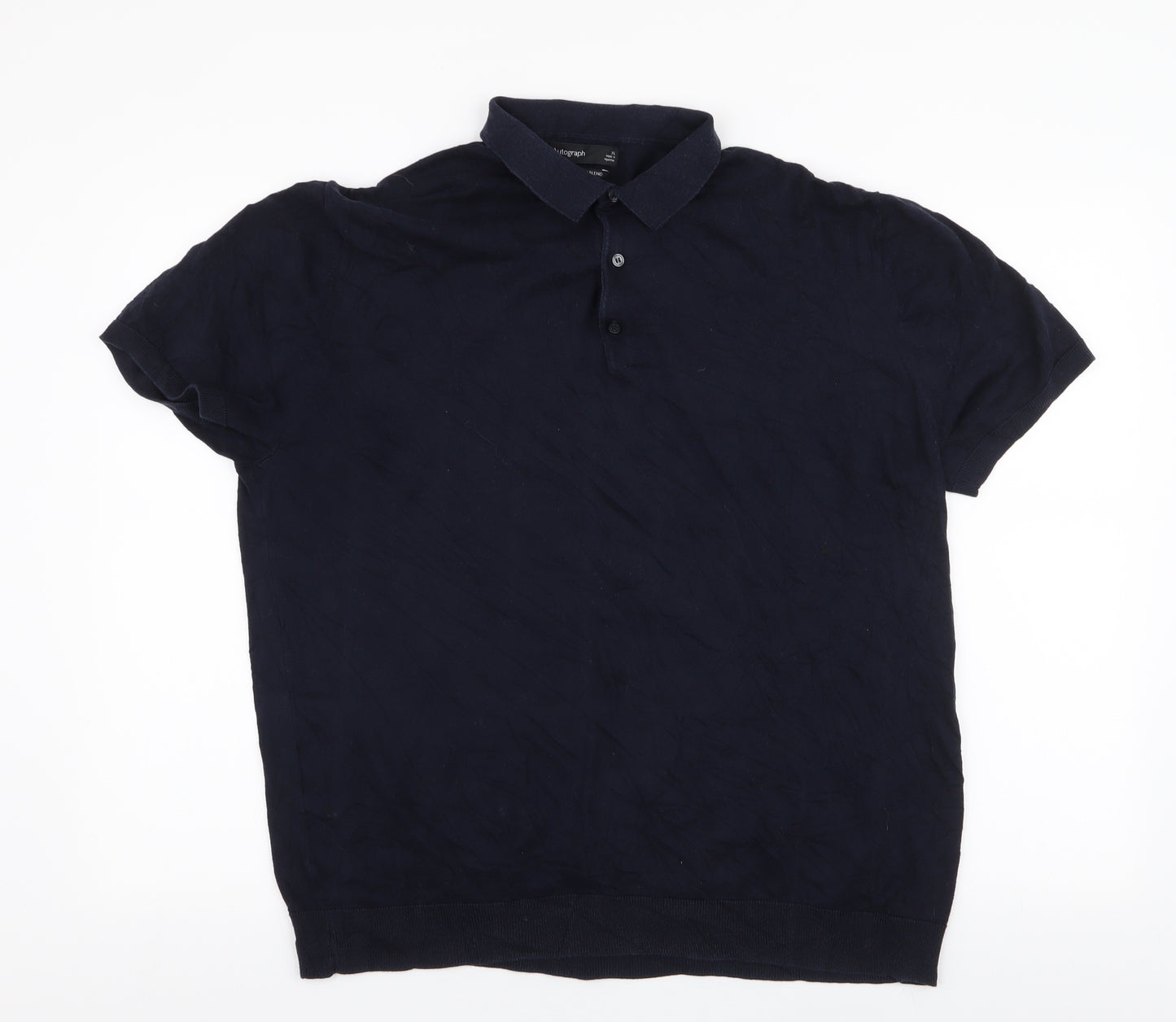 Autograph Mens Blue  Silk  Polo Size XL Collared Button