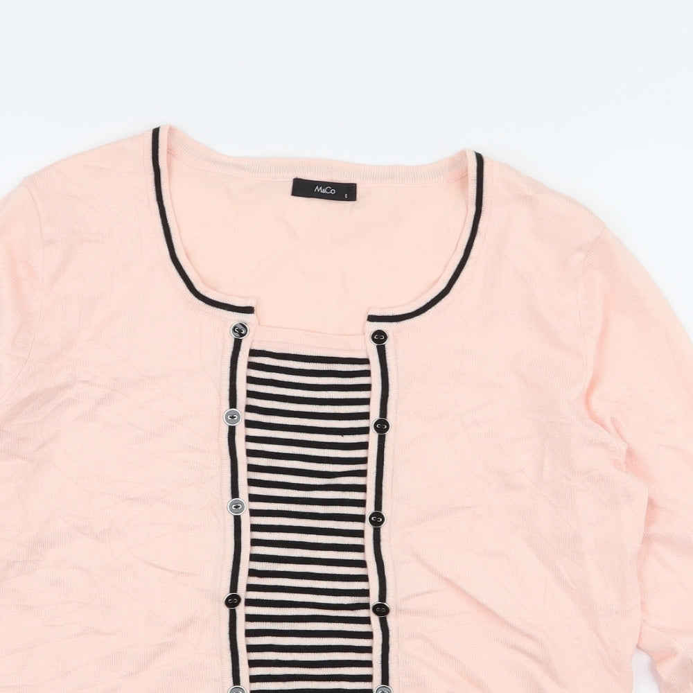 M&Co Womens Pink Round Neck Striped Viscose Pullover Jumper Size 12