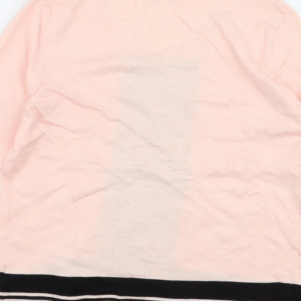 M&Co Womens Pink Round Neck Striped Viscose Pullover Jumper Size 12