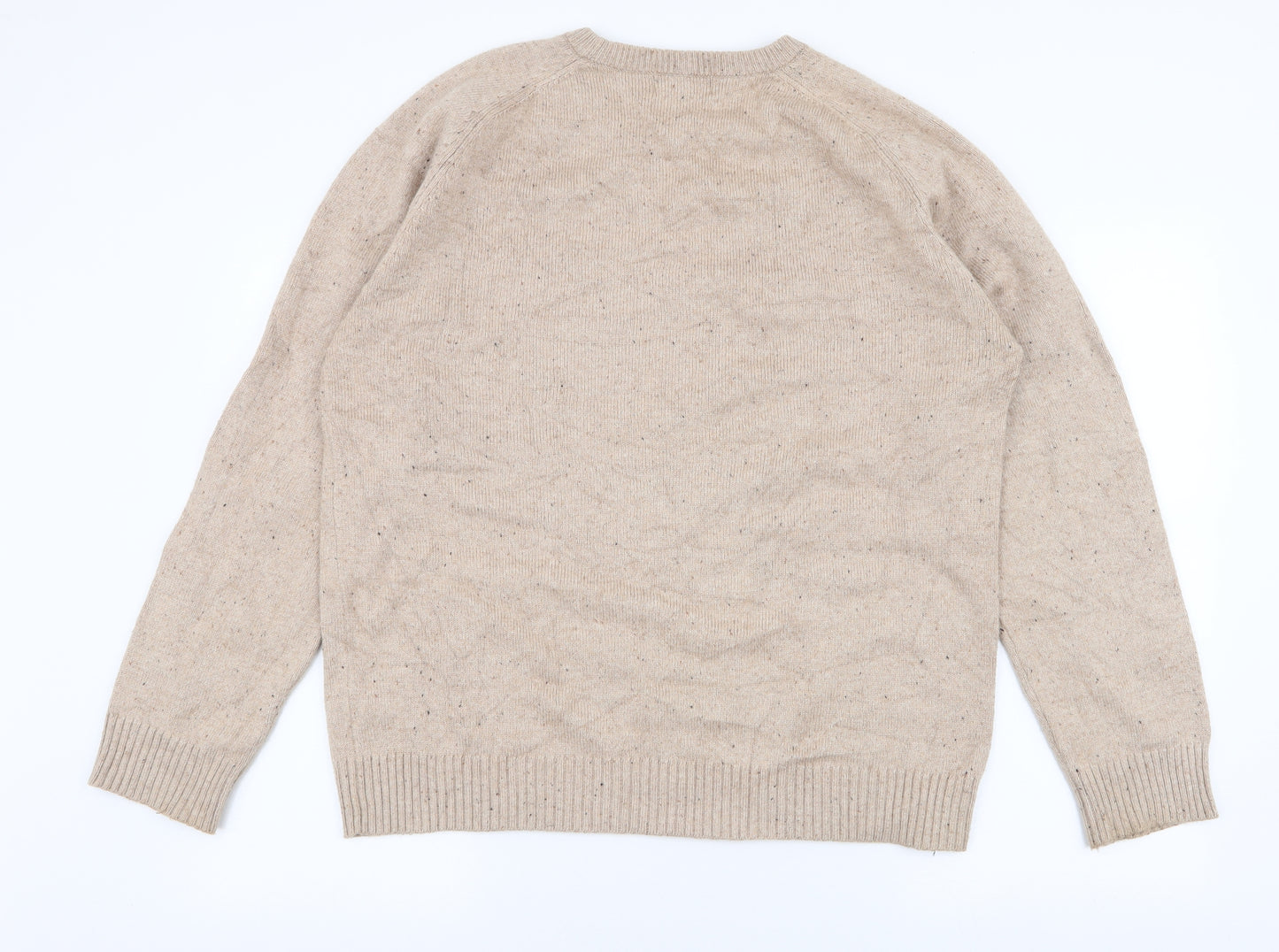 Marks and Spencer Mens Beige Round Neck  Viscose Pullover Jumper Size M