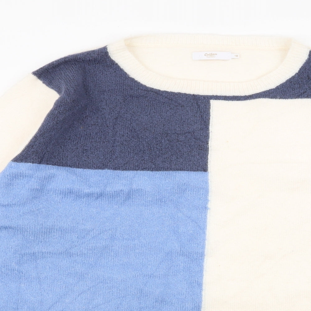 Cotton Traders Womens Multicoloured Round Neck  Acrylic Pullover Jumper Size 16