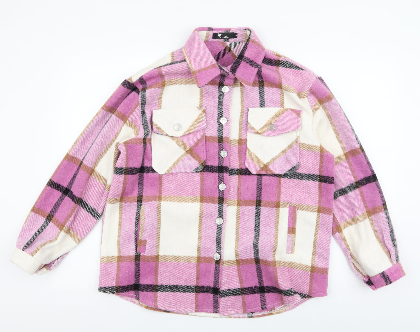 Cutie  Womens Pink Plaid  Jacket  Size S  Button