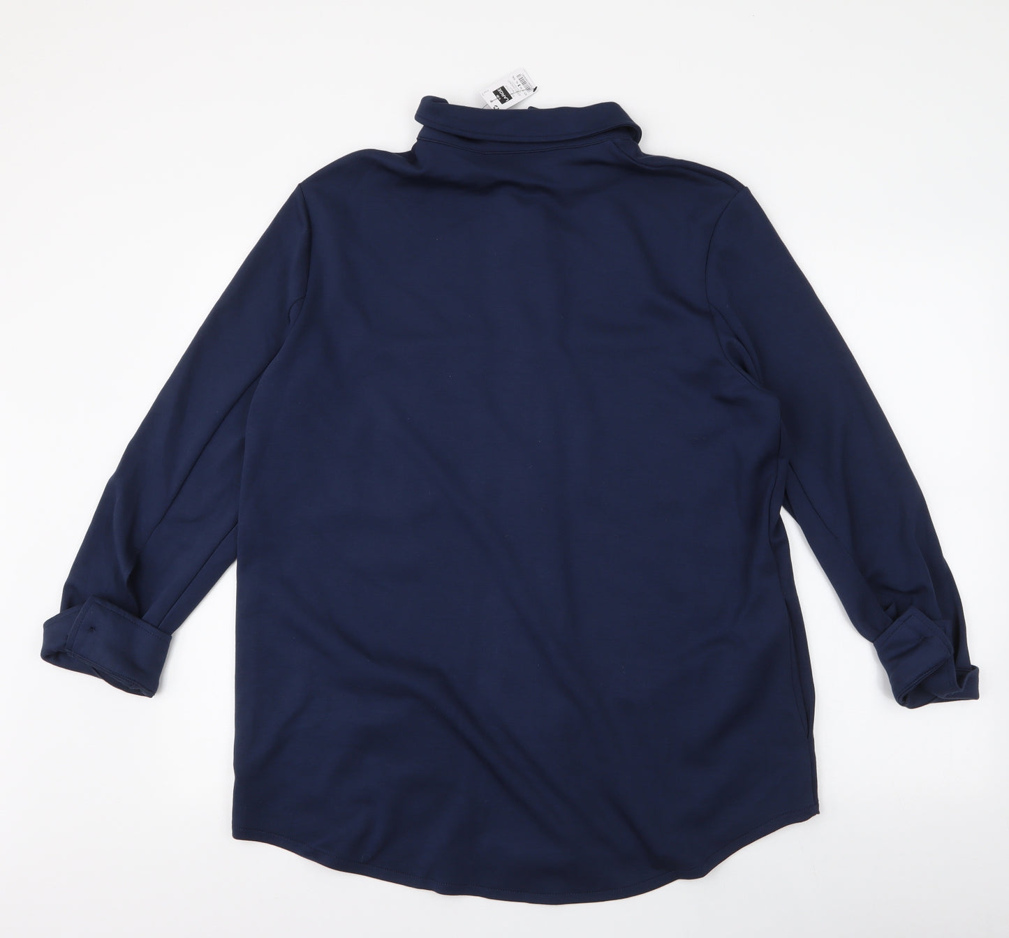 Dunnes Stores Womens Blue  Viscose Jersey Button-Up Size L Collared