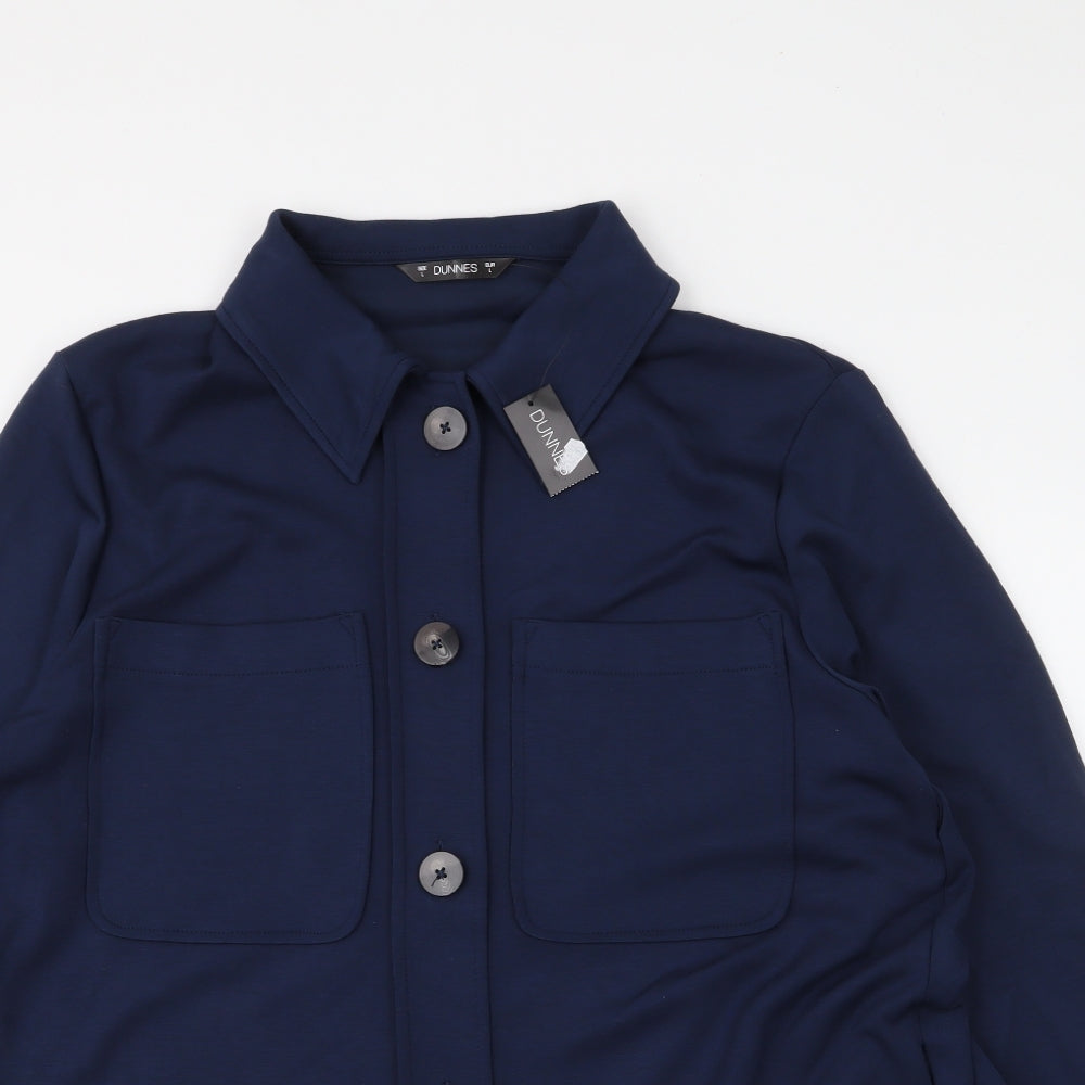 Dunnes Stores Womens Blue  Viscose Jersey Button-Up Size L Collared