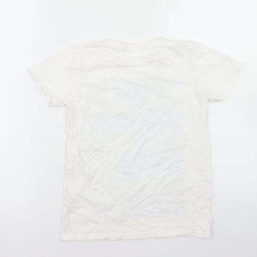 Dunnes Stores Boys White  Cotton Basic T-Shirt Size 10 Years Crew Neck  - Santa Monica