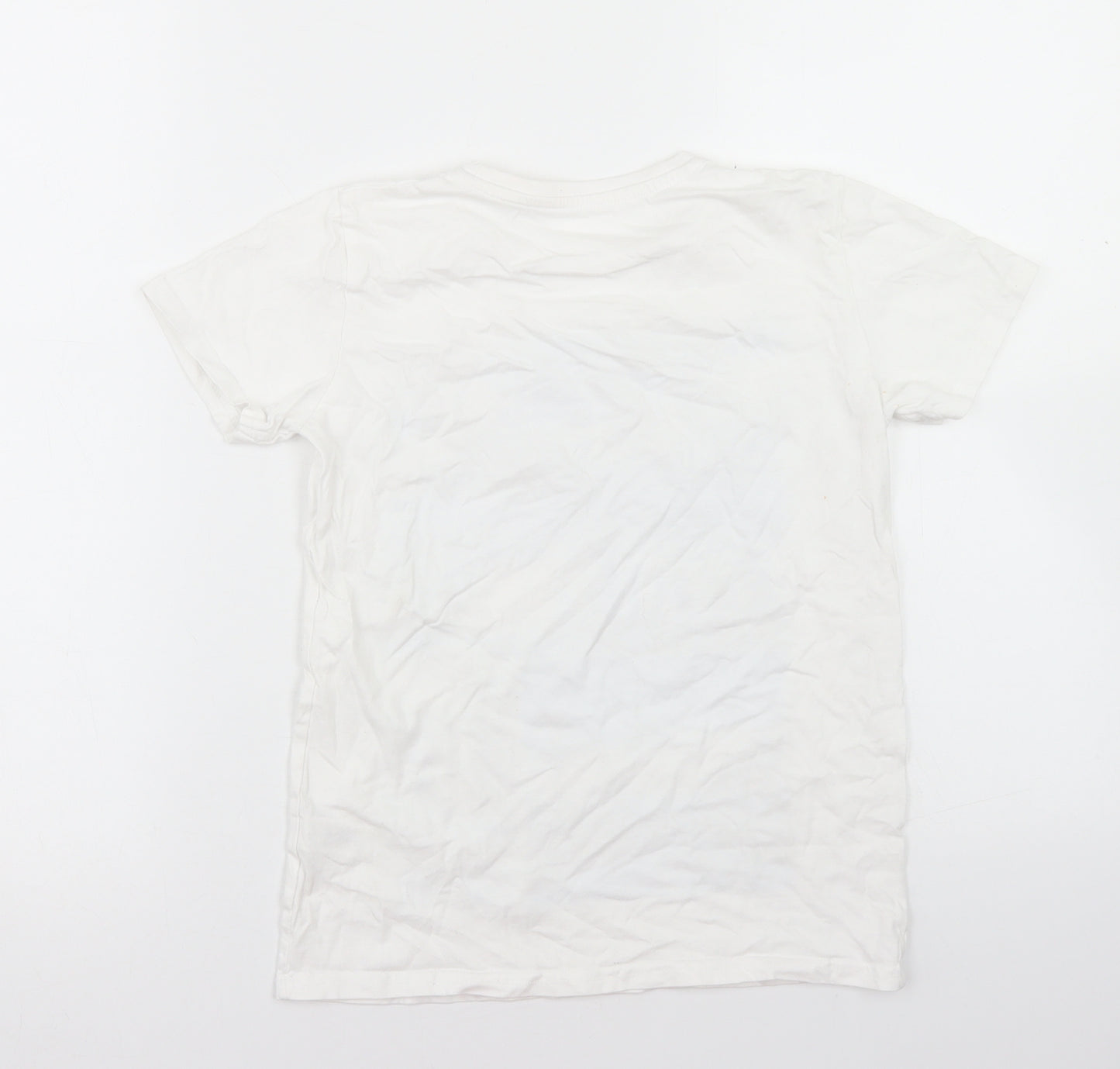 Dunnes Stores Boys White  Cotton Basic T-Shirt Size 10 Years Crew Neck  - Santa Monica