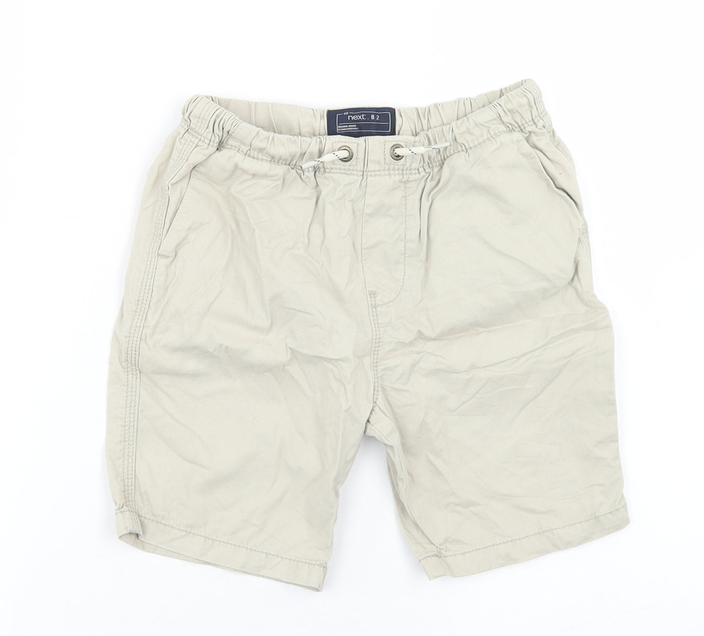 NEXT Boys Beige  Cotton Bermuda Shorts Size 8 Years  Regular Drawstring