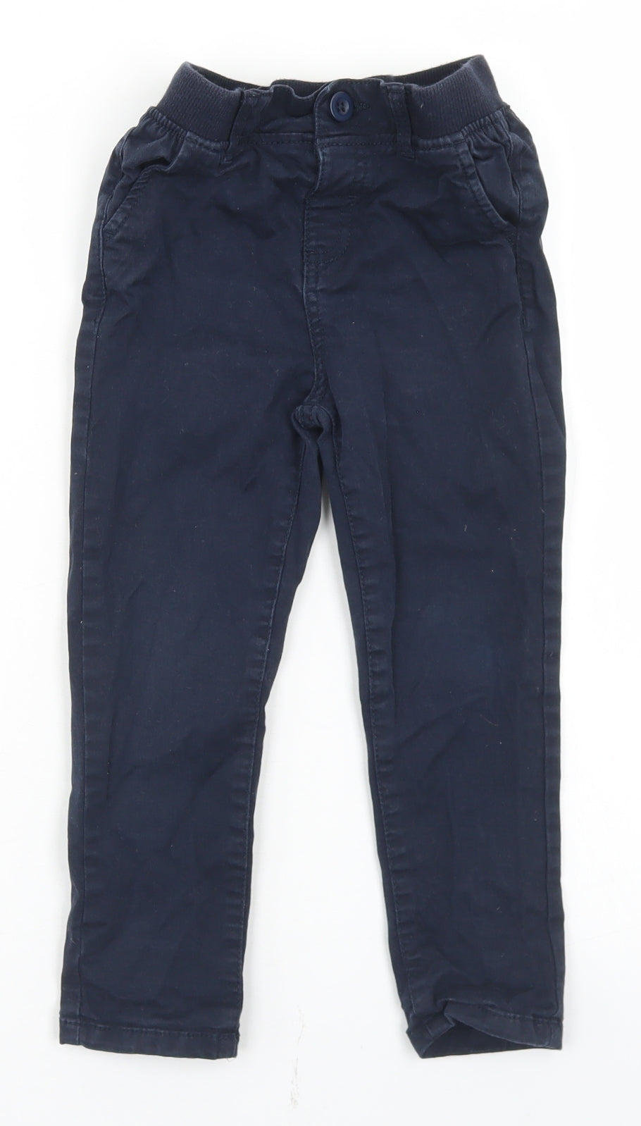 Dunnes Stores Boys Blue  Cotton Chino Trousers Size 3-4 Years  Regular Button