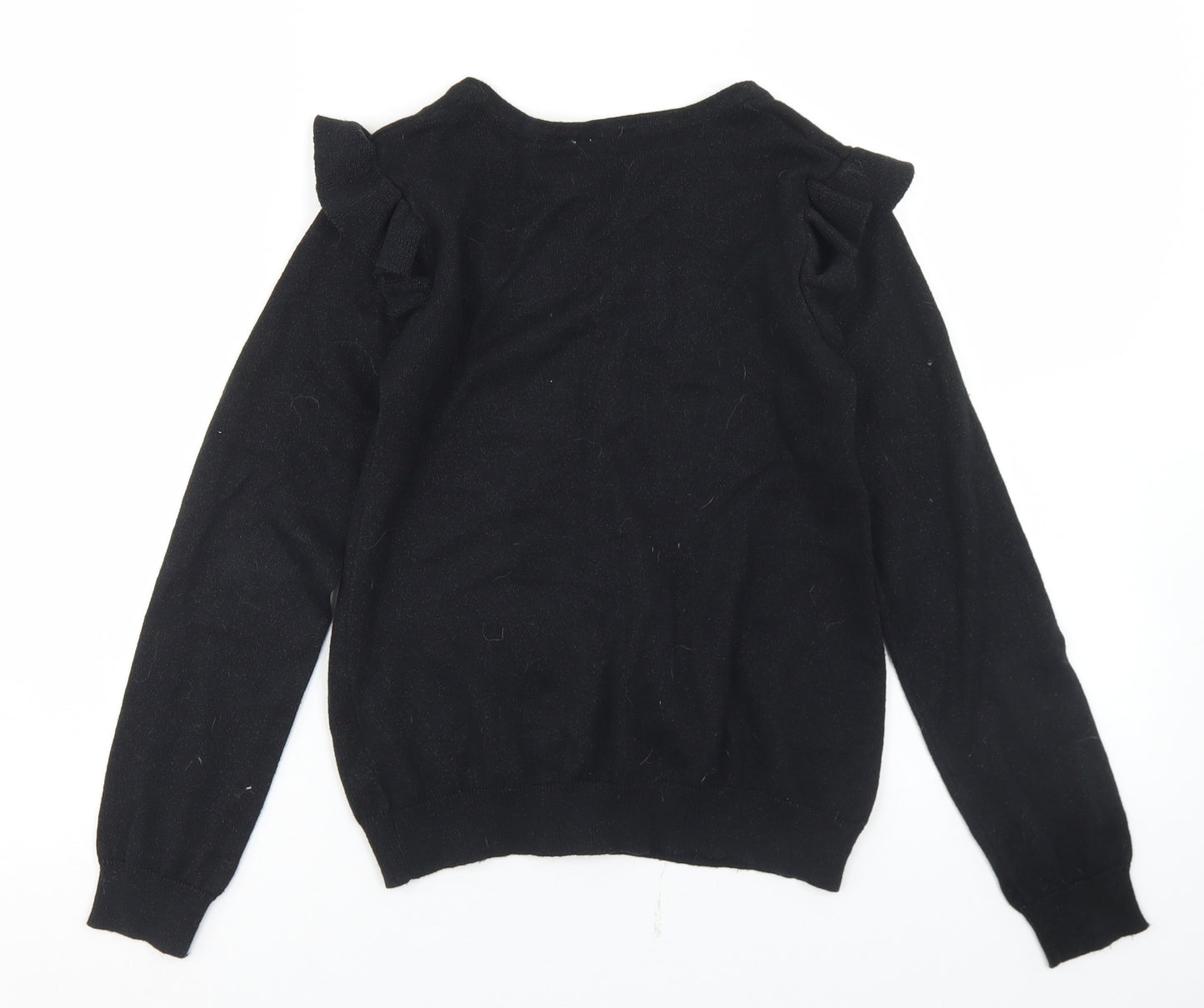 F&F Girls Black Crew Neck  Cotton Cardigan Jumper Size 11-12 Years  Button