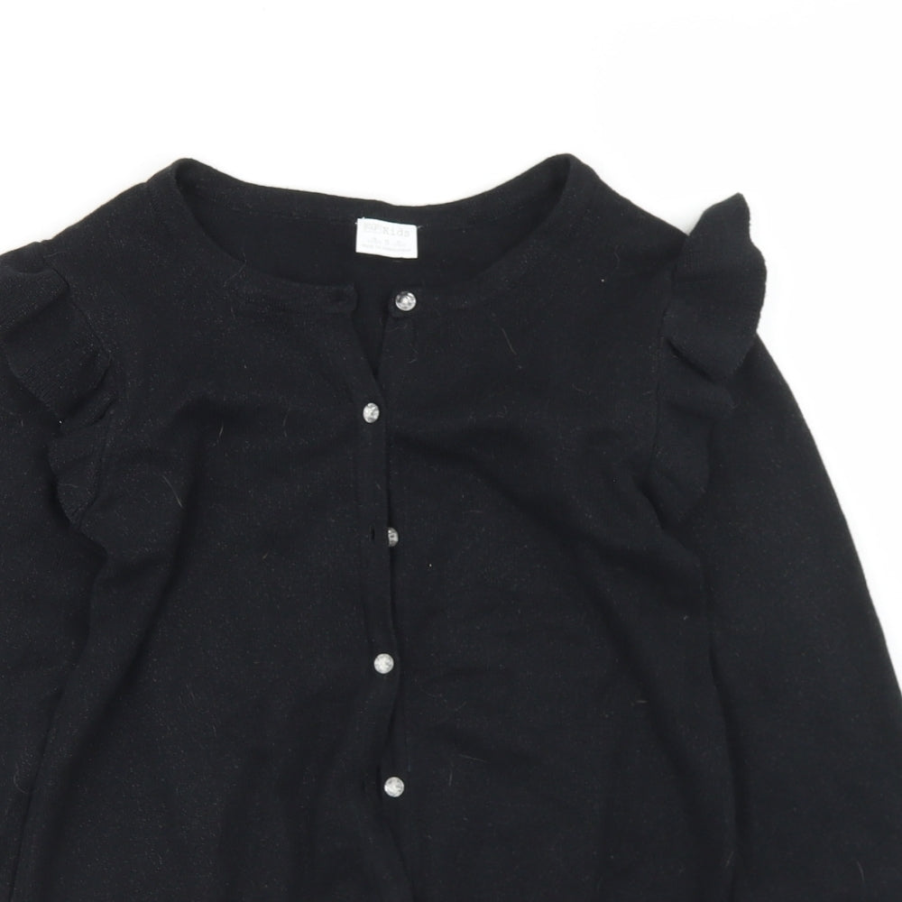 F&F Girls Black Crew Neck  Cotton Cardigan Jumper Size 11-12 Years  Button